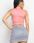 Mock Keyhole-front Crop Top