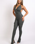 Cargo pocket halter jumpsuit