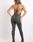 Cargo pocket halter jumpsuit