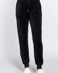 Waist Elastic Velour Long Jogger Pants