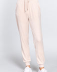 Waist Elastic Velour Long Jogger Pants