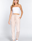 Waist Elastic Velour Long Jogger Pants
