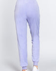 Waist Elastic Velour Long Jogger Pants