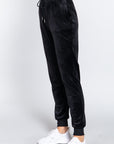Waist Elastic Velour Long Jogger Pants
