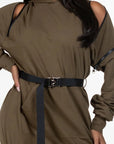 Double Zipper Long Sleeve Hooded Mini Dress