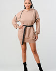 Double Zipper Long Sleeve Hooded Mini Dress