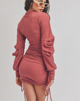 Solid Color Mock Neck Mini Bodycon Dress