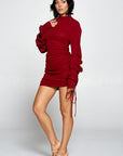 Solid Color Mock Neck Mini Bodycon Dress