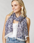 Flower Print Chiffon Scarf