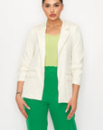 Ruched Sleeves Solid Blazer