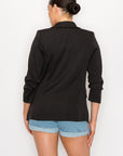 Ruched Sleeves Solid Blazer