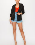 Ruched Sleeves Solid Blazer