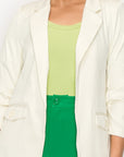 Ruched Sleeves Solid Blazer