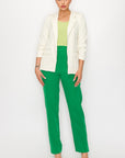 Ruched Sleeves Solid Blazer