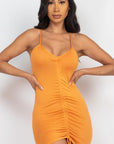 Adjustable Ruched Front Detail Mini Dress
