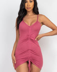 Adjustable Ruched Front Detail Mini Dress