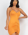 Adjustable Ruched Front Detail Mini Dress