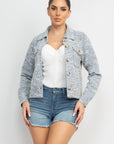 Plaid Button-down Tweed Jacket