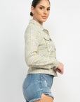 Plaid Button-down Tweed Jacket