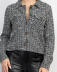 Plaid Button-down Tweed Jacket