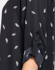 3/4 Roll Up Slv V-neck Print Blouse
