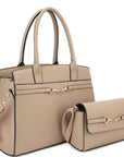 2in1 Matching Design Handle Satchel With Crossbody Bag