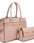 2in1 Matching Design Handle Satchel With Crossbody Bag