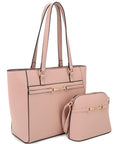 2in1 Smooth Matching Shoulder Tote Bag With Crossbody Set