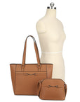 2in1 Smooth Matching Shoulder Tote Bag With Crossbody Set