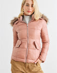 Long Sleeve Faux Fur Hood Padded Water Resistant Finish Jacket