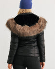 Long Sleeve Faux Fur Hood Padded Water Resistant Finish Jacket