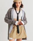 Knit Two Pocket Long Sleeve Open Front Cardigan