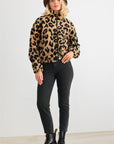 Leopard Teddy Zip-up Two Pocket Jacket