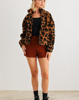 Leopard Teddy Zip-up Two Pocket Jacket