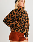 Leopard Teddy Zip-up Two Pocket Jacket