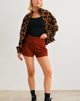 Leopard Teddy Zip-up Two Pocket Jacket