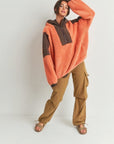 Two-toned Cozy Hooded Sweater