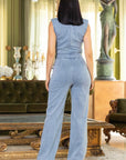 Washed Denim Stretch Fashion Jumpsuit