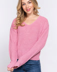 Dolman Slv Strappy Open Back Sweater