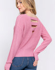 Dolman Slv Strappy Open Back Sweater