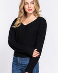 Dolman Slv Strappy Open Back Sweater