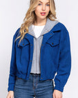 Long Slv Hoodie Corduroy Jacket