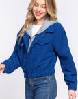 Long Slv Hoodie Corduroy Jacket