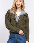 Long Slv Hoodie Corduroy Jacket