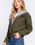 Long Slv Hoodie Corduroy Jacket