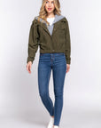 Long Slv Hoodie Corduroy Jacket