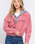 Long Slv Hoodie Corduroy Jacket