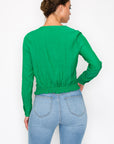 Front Wrap Surplice Neck Top