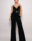 Samba Rhinestone Belt Velvet Jumpsuit