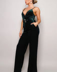Samba Rhinestone Belt Velvet Jumpsuit